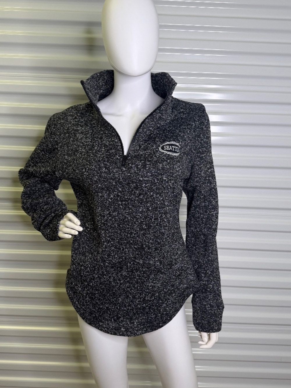 Renegade Seattle Logo Wmns M Heather Charcoal Gray Quarter Zip Pullover